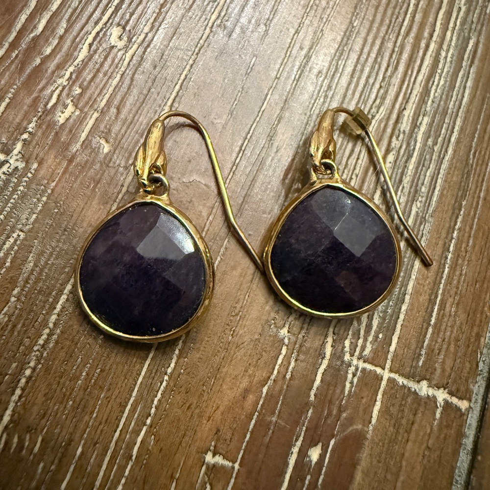 Stella & Dot Gold and Navy Blue Teardrop Earrings